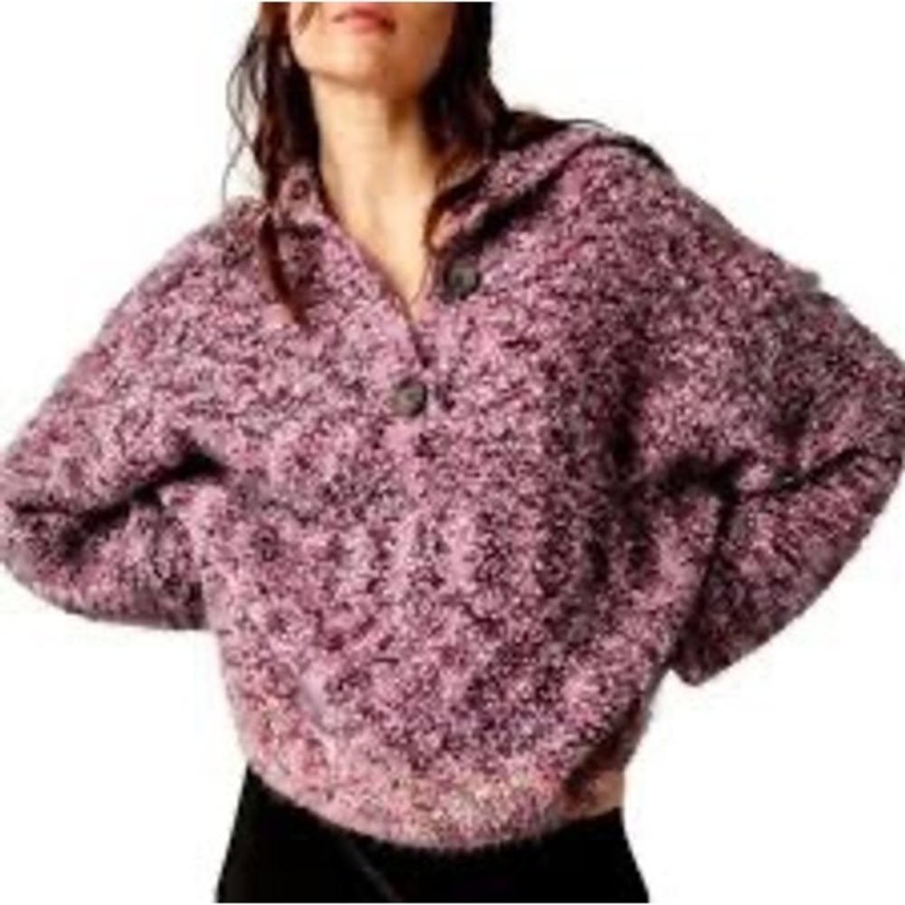 Free People Stellar Purple/Pink Space Dye Boucle Pullover Sweater OB1818525 Sz S